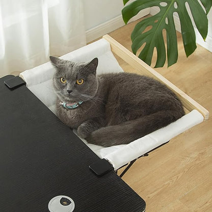 SHENGOCASE Foldable Desk Cat Hammock Perch Bed with Removable and Replaceable Pad,End Table Side Cat Bed Attachment Mount