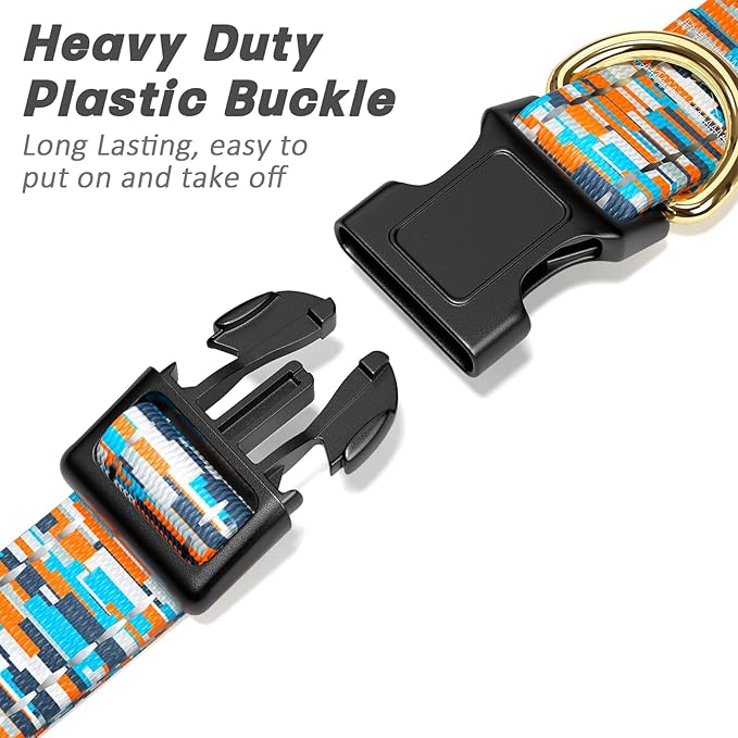Reflective Dog Collar for Extra Small Dogs, Cute Boho Adjustable Heavy-Duty Nylon Puppy Collar for Boy and Girl Female, Soft Pet Accessories with Quick Release Buckle, Colorful Spliced