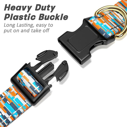 Reflective Dog Collar for Extra Small Dogs, Cute Boho Adjustable Heavy-Duty Nylon Puppy Collar for Boy and Girl Female, Soft Pet Accessories with Quick Release Buckle, Colorful Spliced