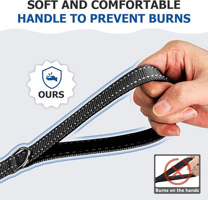Reflective Dog Leash–10FT/16FT/30FT/50FT/100FT Durable Nylon Training Leash with Heavy-Duty Metal Clasp, High Visibility for Night Walking, Perfect for Small, Large Dogs (Black, 50FT)