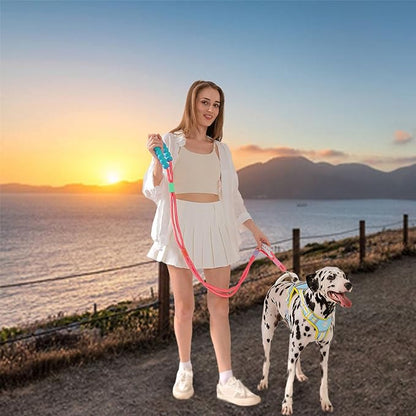 JSXD Dog Leash,5 FT Heavy Duty Dog Training Leash,Double Handle Comfortable Padded Hands Free Dog Leash,Adjustable Crossbody Waist Leash for Small Medium Large Dogs(Red)