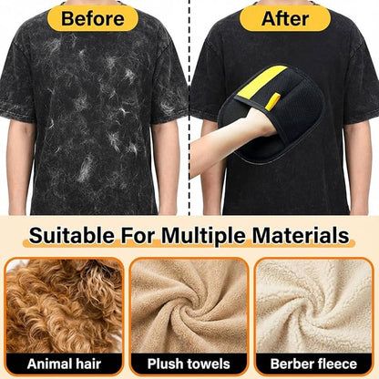 Electrostatic Pet Hair Removal Gloves for Cats & Dogs–Upgraded Reusable Magic Brush Tool for Quick Wiping on Couch,Carpet,Laundry,Car Seat & Pet Beds(2PC,Yellow)