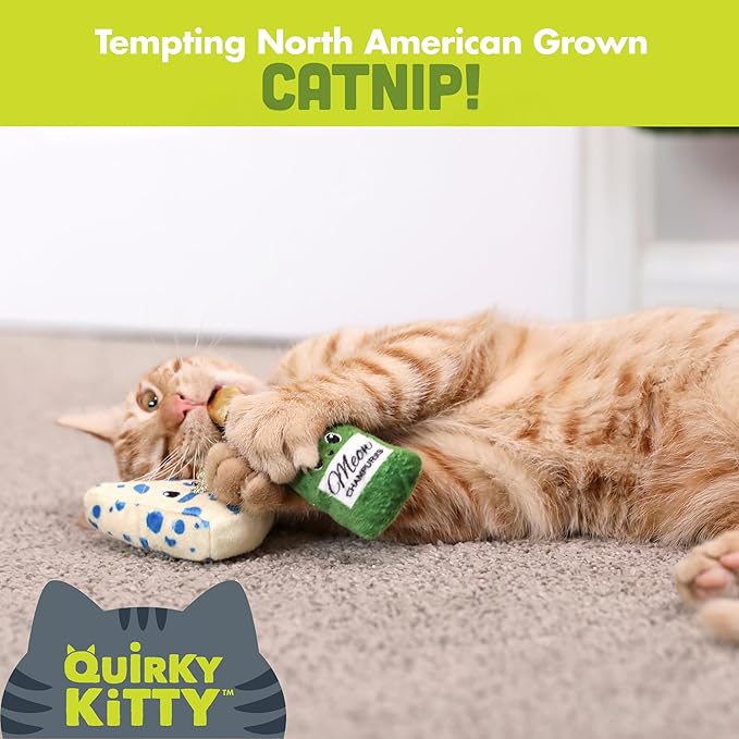 Quirky Kitty Wine & Cheese Catnip Plush Cat Toy, Pack of 2