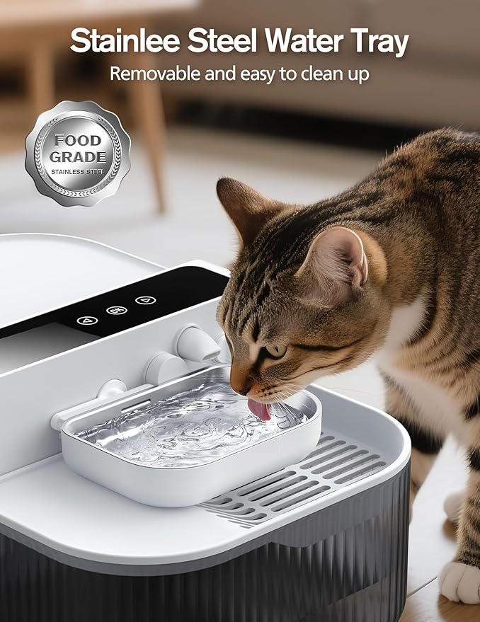 3.5L Wireless Cat Water Fountain with No Filters, 180-Day Battery & Precision Flow Control,Smart Pet Water Dispenser with Wastewater Separation & Custom Scheduling for Cats & Dogs, White