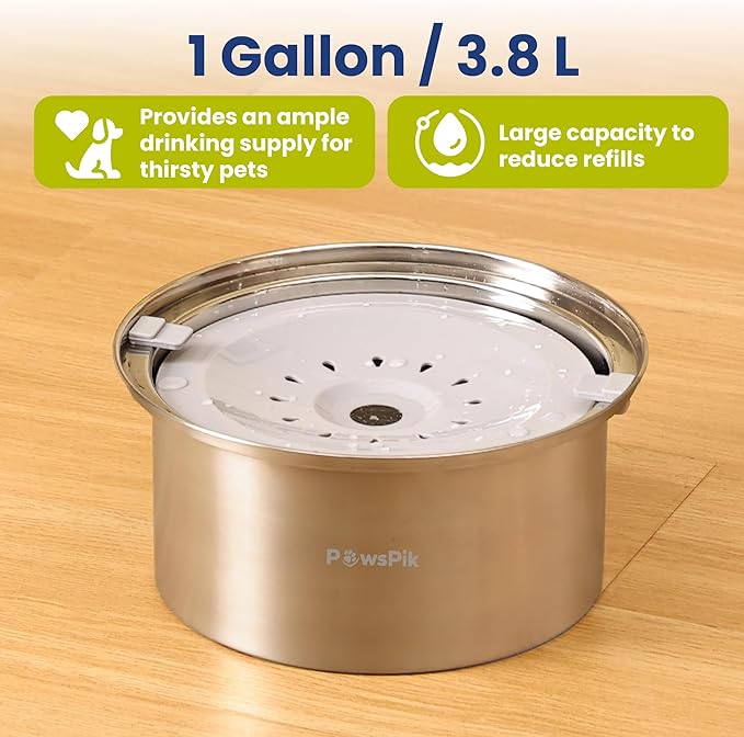 PawsPik Spill Proof Stainless Steel Dog Water Bowl – 4L Slow Drinking Pet Bowl with Floating Tray, Non-Tip, BPA-Free, Dishwasher Safe – for Large Dogs & Multi-Pet Homes
