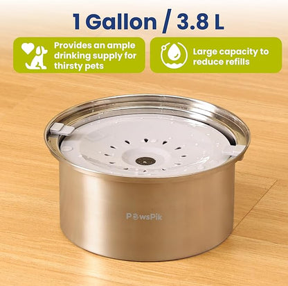 PawsPik Spill Proof Stainless Steel Dog Water Bowl – 4L Slow Drinking Pet Bowl with Floating Tray, Non-Tip, BPA-Free, Dishwasher Safe – for Large Dogs & Multi-Pet Homes