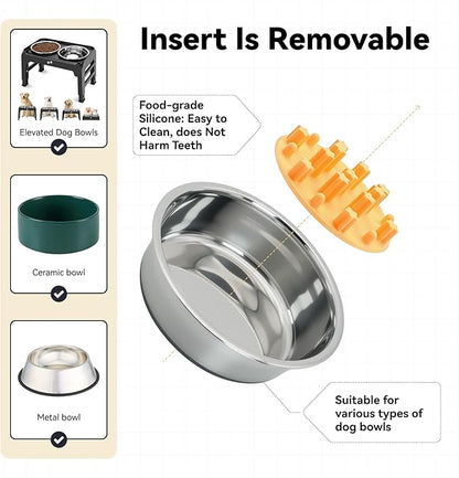 Slow Feeder Insert for Cat Dog Bowls, Anti-Choking Silicone with Strong Suction Cups, Fits Most Cat Bowls, Ideal for Puppy Small Medium Breeds