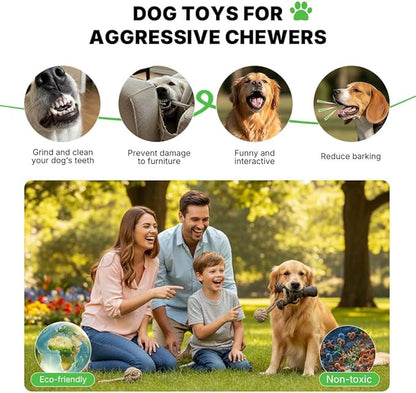 Rugged Rope Dog Tug Toy - Tough Dog Toys for Aggressive Chewers, Dog Chew Toy Promotes Dental Care and Reduces Boredom