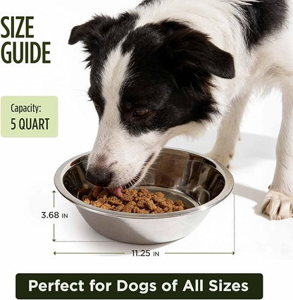 Scott Pet Bowl, Stainless Steel Pet Water and Food Bowl, 5 Quarts (11.25 x 11.25 x 3.69 Inches, 0.52 lbs), Dishwasher Safe, Rust Resistant, Silver