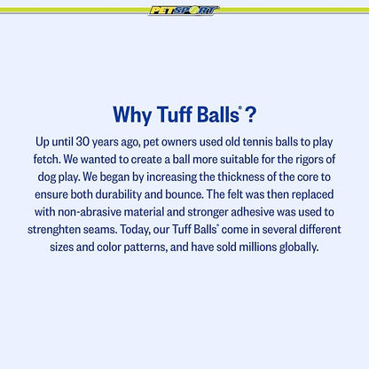 PetSport Jr Tuff Ball - Small Tennis Balls for Dogs, Great for Boredom & Aggressive Chewers, Dog Toy, Mini Tennis Balls for Small Dogs, Certified Non-Toxic, Won't Wear Down Teeth - 1.8" (12 Pack)