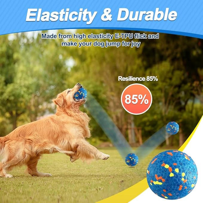 Dog Balls, 8Pcs Tennis Ball Toys for Aggressive Chewers, Durable Teething Chew Dog Toys, Diameter 3'' Water Toy Fetch Balls, Interactive Dog Balls for Large and Medium Dogs (8 Balls)
