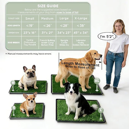Dog Grass Pad with Tray Small 23" x 16", Dog Puppy Litter Box with Odor Free Artificial Grass Pee Pads for Dogs Potty Tray with Hemmed Edge, Realistic for Indoor Balcony