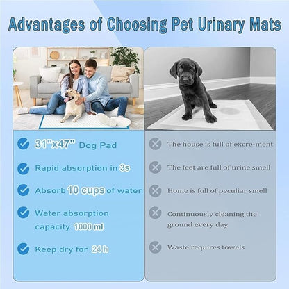 XXXL Puppy Pee Pads for Dogs 31"x47" 100 Count, Pee Pads Extra Large, Leak-Proof & Super Absorbent Dog Pee Pads, Thicken Disposable Potty Pads Puppy Training Pads for Cats Rabbits