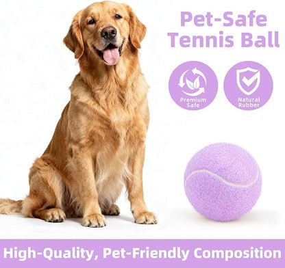 2.5" Dog Tennis Balls 6-Pack Silent Bounce, Tough Rubber Core, Durable Fetch & Training Toys for Indoor/Outdoor Play, for Small Medium Large Dogs (Light Purple, 6 Pack)