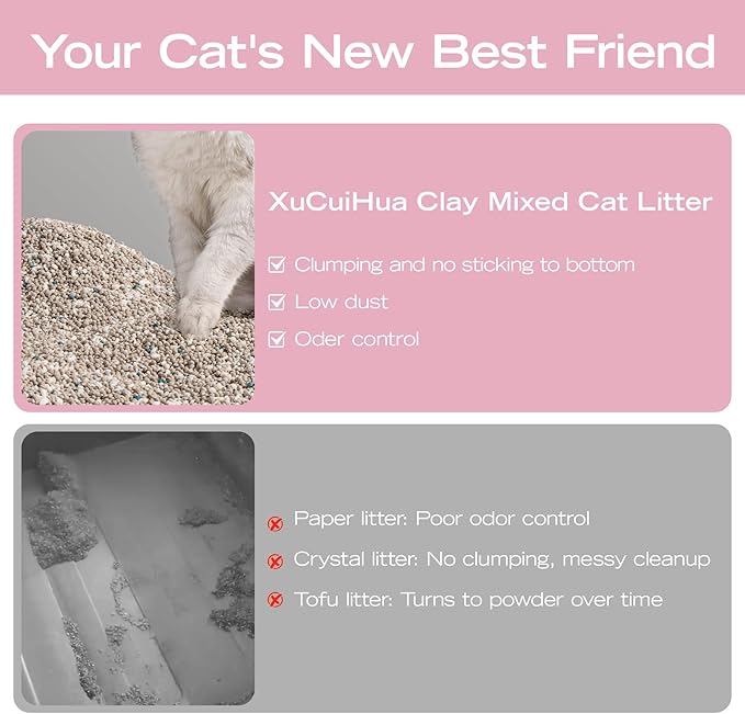 Bentonite Mix Cat Litter, Strong Clumping Litter, Odor Control, Easy Scooping, Clumps Lift Cleanly, Low Dust, Corn & Cassava Litter, 5.5 LB x 3 Bags