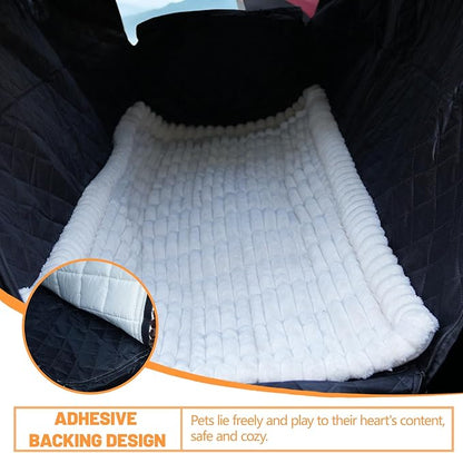 2-in-1 Dog Car Seat Cover & Dog Car Pet Bed Mat for Back Seat, Waterproof Pet Hammock with Soft Plush Cushion, Nonslip Backseat Protector for Dogs, Fits Cars SUVs Trucks