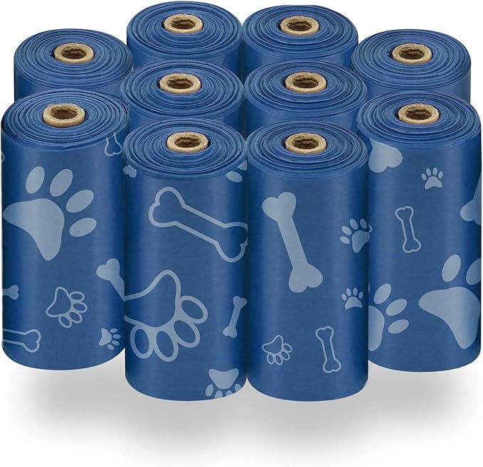 Best Pet Supplies Dog Poop Bags (150 Bags) for Waste Refuse Cleanup, Doggy Roll Replacements for Outdoor Puppy Walking and Travel, Leak Proof and Tear Resistant, Thick Plastic - Loyal Blue
