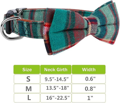 Faleela Cute Soft Girl Christmas Dog Collar with Bow, Bowtie Dog Collar for Boy,Detachable Adjustable Collar for Small Medium Large Pet