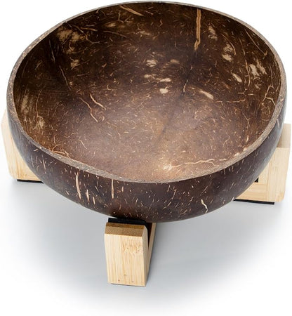 Handmade Natural Coconut Shell Dog Bowl, Eco-Friendly Pet Food Dish, Easy-to-Clean Sustainable Feeding Bowl for Small Dogs