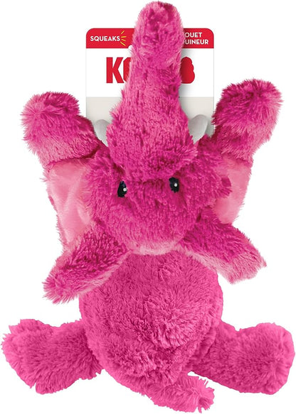 KONG Cozie Plush Dog Toys 2 Pack – Durable & Soft Squeaky Toys for Medium Dogs – Assorted Animal Characters (Elmer The Elephant)