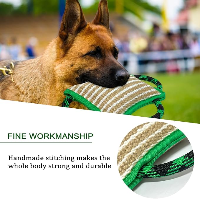LWBMG Dog Rope Toys, Dog Jute Bite Pillow with 3 Strong Handles, Tug of War Dog Toy, Perfect Pull Toy for Medium Large Dogs Training Interactive Playing