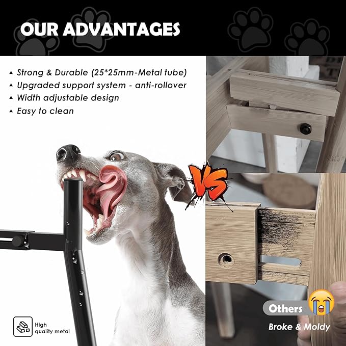 SHAINFUN Adjustable Dog Bowl Stand, Tall Elevated Feeder for 7-10.6" Bowls, Metal Single Raised Holder, 11" Tall (Bowl Not Included)