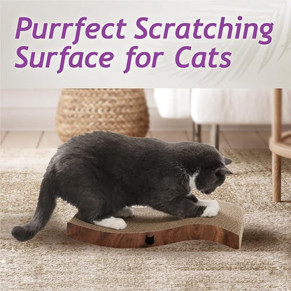 Reversible Wave Cat Scratcher for Indoor Cats - Cat Scratching Board, Horizontal Cat Scratch Pad Lounger with Reversible Usability and Extra Comfort for Lounge(2Pack, Dark Cherry)