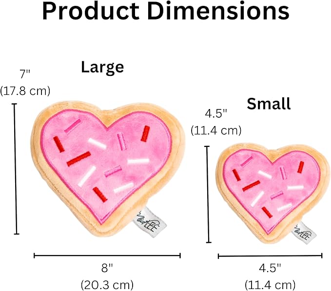 Midlee Pink Heart Sugar Cookie Plush Valentine's Dog Toy- Small Stuffed Present