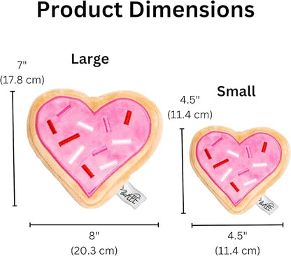 Midlee Pink Heart Sugar Cookie Plush Valentine's Dog Toy- Small Stuffed Present
