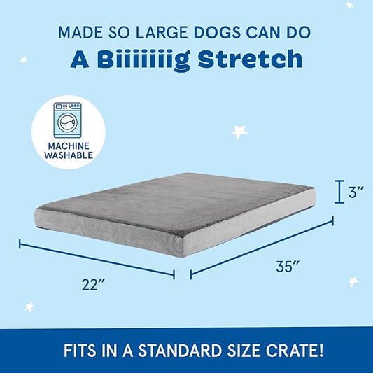 Barkbox Orthopedic Dog Bed with Memory Foam, Premium Comfort for Dogs and Puppies, Large Sized Dog Bed for Joint Relief and Restful Sleep, Durable and Easy to Clean - Grey, Large