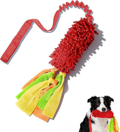 Squeaky Dog Tug Toy, Interactive Tug of War Rope Toys for Small Medium Large Dog, Soft Chenille Chewing Dog Rope Toys for Puppy Training and Play Games