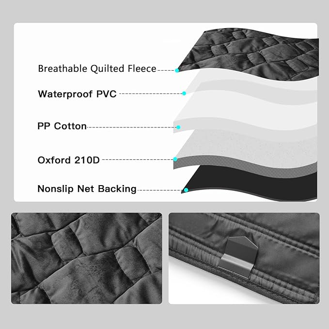 Dog Seat Covers for Tesla Model Y/3/S - Breathable Quilted Fleece Pet Liner Waterproof and Scratchproof Back Seat Protector Model Y Accessories with Hammock Design
