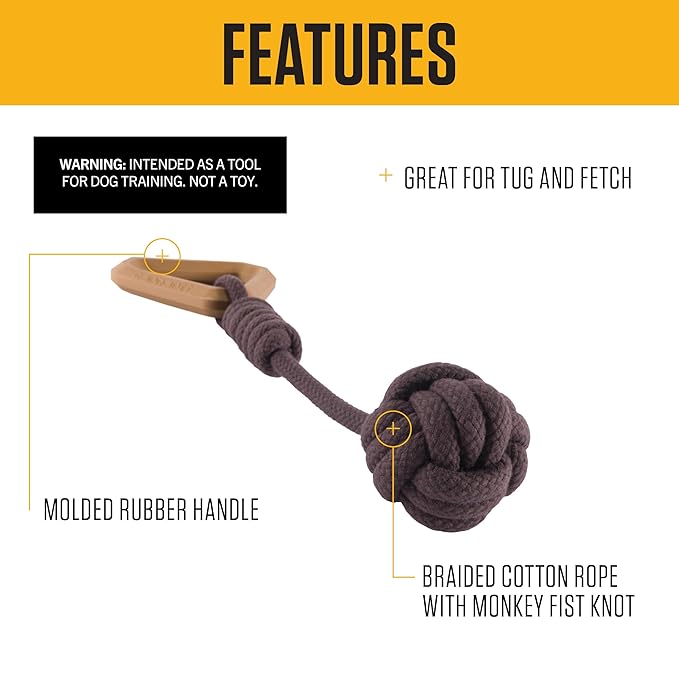 Carhartt Pet Training Tools, Durable Dog Tool for Tug and Fetch, Monkey Fist Dog Pull (Carhartt Brown)