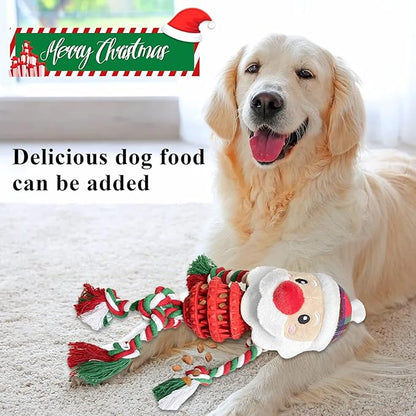 Dog Christmas Toys for Small Medium Large Dogs, Squeaky Plush Dog Toys + Interactive Dog Toys + Dog Rope Toys Multi Function Cute Santa Puppy Toys for Christmas