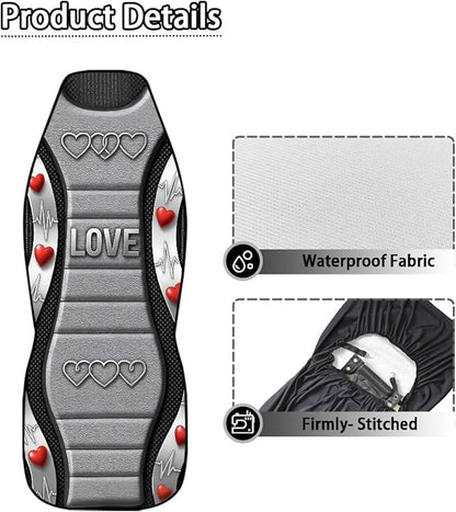 Love Heart Automobile Seat Cover Universal Seat Covers for Front Seat Waterproof Elastic Polyester Car Seat Covers Suitable for Cars, SUV and Trucks