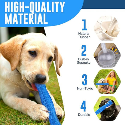 Dog Squeaky Toys Interactive Dog Toys for Aggressive Chewers Tough Rubber Chew Toys for Medium/Large Breed, Indestructible Puppy Chew Toys for Teething (Blue)