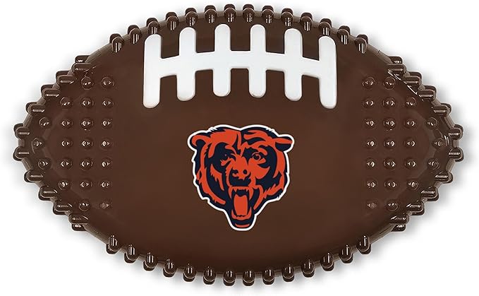 NFL Chicago Bears Mega- Chew Hard Nylon Bacon-Flavored Dog Bone Football Chew Toy Interactive Tasty Fun Dog Chewy Toys Indestructible Strong Durable Tough Pet Biting Playtoy for Aggressive Chewers