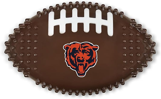 NFL Chicago Bears Mega- Chew Hard Nylon Bacon-Flavored Dog Bone Football Chew Toy Interactive Tasty Fun Dog Chewy Toys Indestructible Strong Durable Tough Pet Biting Playtoy for Aggressive Chewers