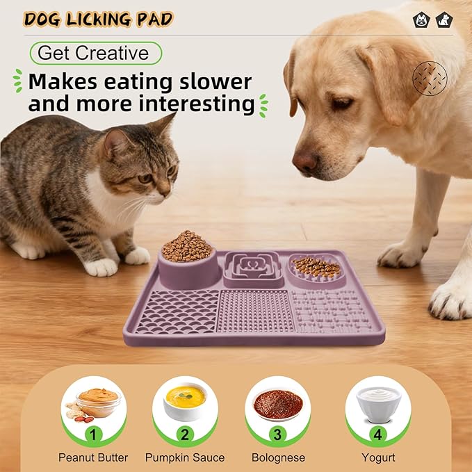 Dog Lick Mat for Anxiety Relief, Slow Feeder Alternative, Pet Enrichment Treat Mat, Boredom Buster, Durable Food-Grade Silicone, Dishwasher & Freezer Safe