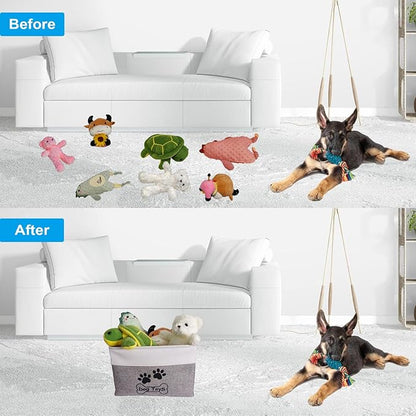 Large Dog Toy Basket Collapsible Dog Toy Box Shape Keeping Rectangle Dog Toy Bin for Pet Toys, Accessories
