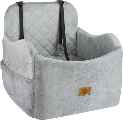 Dog Car Seat for Small/Medium Dogs, Detachable Washable Dog Booster Car Seat Under 35lbs, High-Support Memory Foam,Travel Bed with Storage Pockets