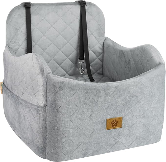 Dog Car Seat for Small/Medium Dogs, Detachable Washable Dog Booster Car Seat Under 35lbs, High-Support Memory Foam,Travel Bed with Storage Pockets