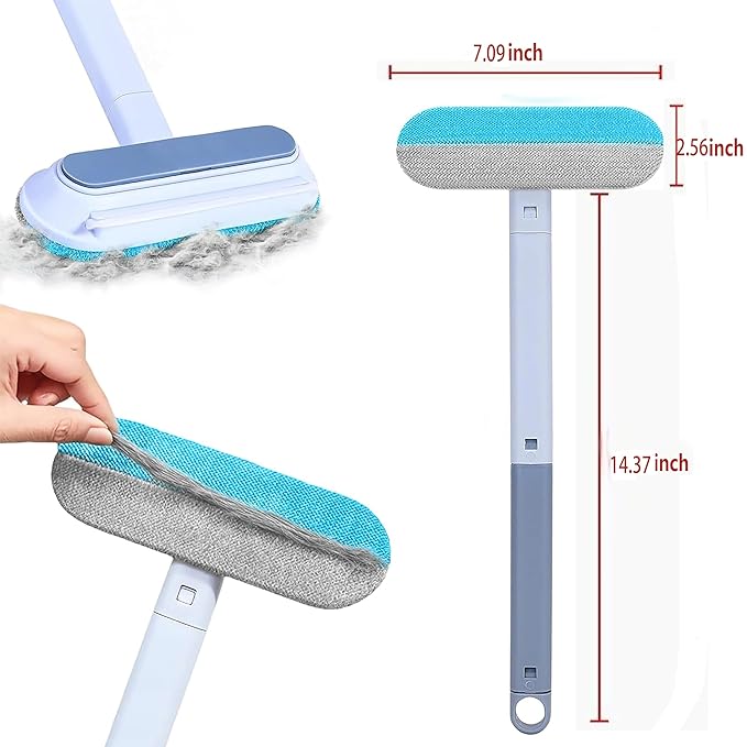 2 Pcs Pet Hair Removel Tool,4 in 1 Multifunctional Pet Dog Cat Hair Removal Broom, Reusable Washable Cleaning Brush for Furniture, Couch, Carpet, Clothes, Window