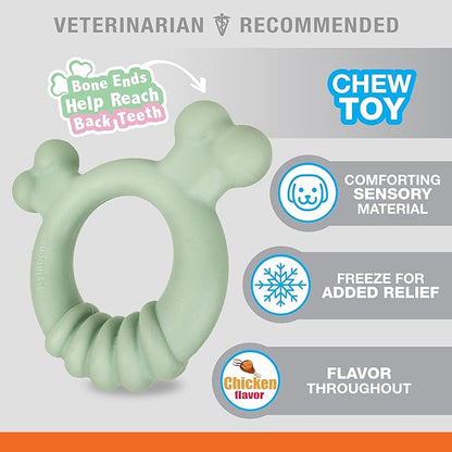 Nylabone Sensory Material Soothing Puppy Chew Toy Bundle, Toys for Teething Puppies, Peanut Butter and Chicken Flavor, Small - Up to 25 lbs, 2 Pack