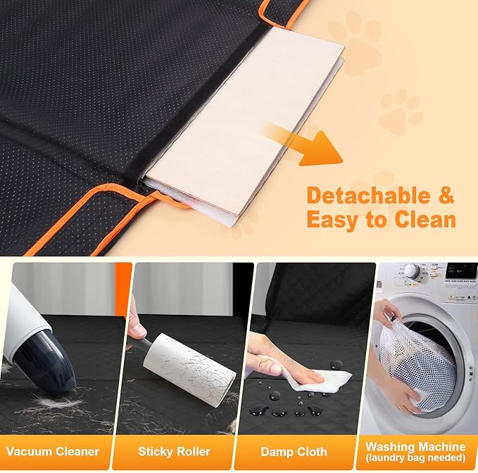Back Seat Extender, Dog Car Seat Cover Detachable Hard Bottom-Supports 300lb, Waterproof Dog Hammock for Car Travel Camping Bed, Foldable Backseat Pet Protector in Car Truck SUV PET-SEAT2308