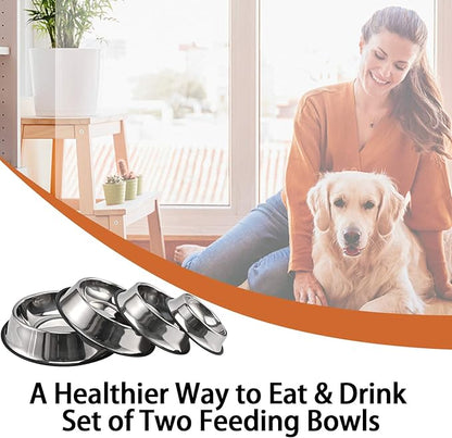 2Packs Stainless Steel Dog Bowl with Anti-Skid Rubber Base for Small/Medium/Large Pet, Perfect Dish, Pets Feeder Bowl and Water Bowl Perfect Choice for Dog Puppy Cat and Kitten (40oz)