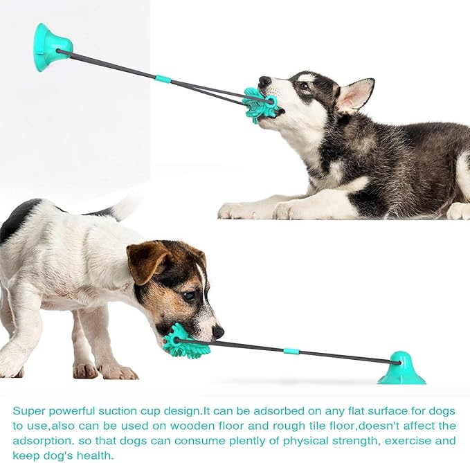 Guardians Dog Chew Toy with Suction Cup for Aggressive Chewers, Puppy Training Treats Food Dispensing Toothbrush Pet Teeth Cleaning Rope Toys for Small Medium Dogs (Blue Cactus)