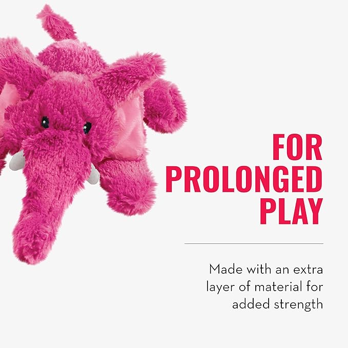 KONG Cozie Plush Dog Toy with Squeaker (Elmer The Elephant, Medium)