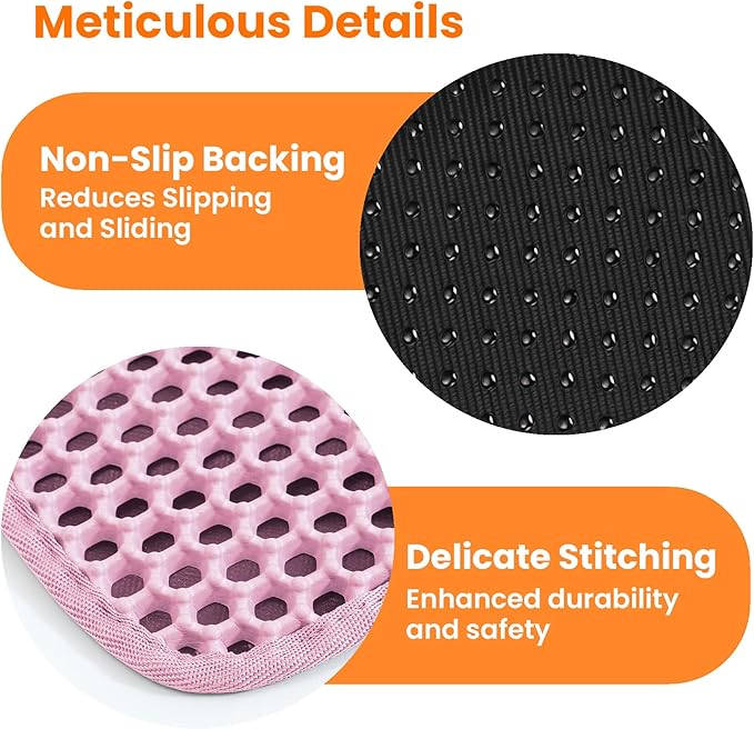 Small Cat Litter Mat, 20x14’’ Double Layer Honeycomb Cat Litter Box Mat, Non Slip Waterproof Urine Proof Litter Trapping Mat for Floor, Kitty Litter Pad, Indoor Pet Supplies, Pink