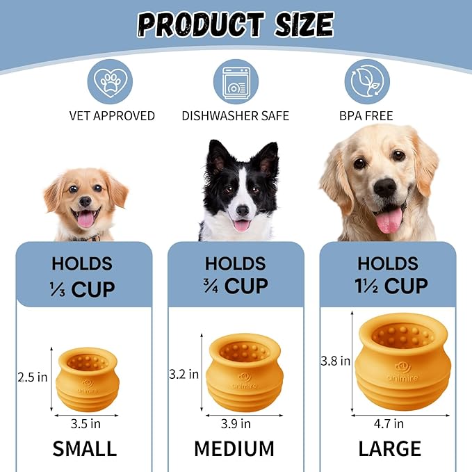 Treat Dispensing Dog Toy, Long-Lasting Interactive Puzzle Toys for Dogs, Stuffable Dog Enrichment Frozen Lick Treat Toy for Boredom, BPA Free Silicone Fetch Catch Chew Toy (Orange,L)